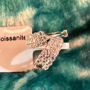 925 Sterling Silver Huggy 0.70 carat pave Moissanite Earrings $65